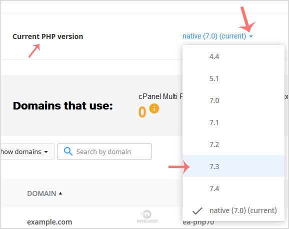 Reselhost | Como mudar a versão PHP com CloudLinux Selector no cPanel