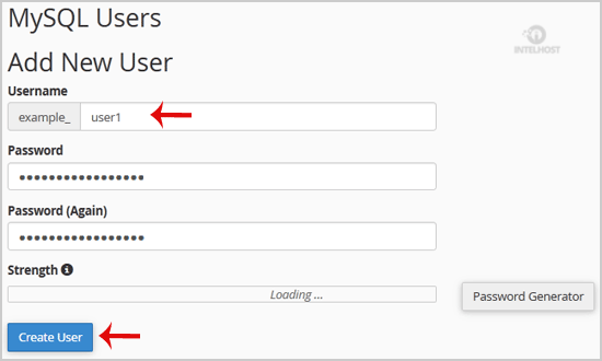 Reselhost | Como criar um nome de usuário de base de dados no cPanel