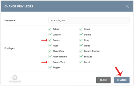 Reselhost | Modificar privilégios do usuário do banco de dados no DirectAdmin