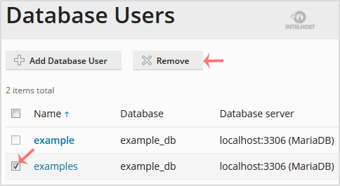 Reselhost | Como remover um nome de usuário do banco de dados no Plesk
