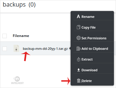 Reselhost | Como remover um arquivo de backup do DirectAdmin