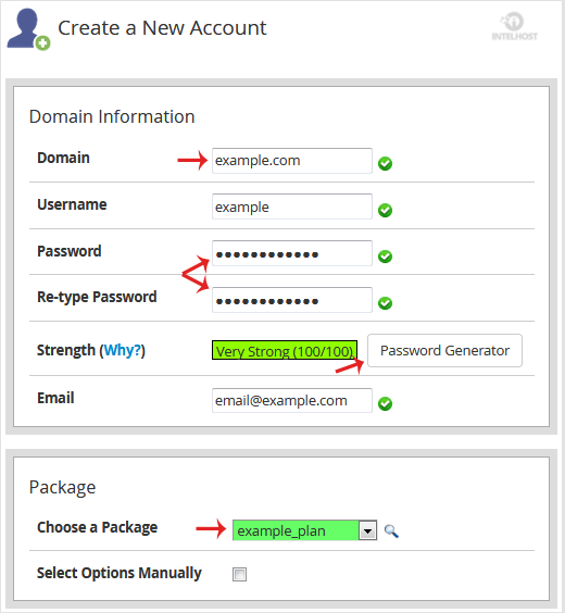 Reselhost | Como criar uma nova conta no WHM