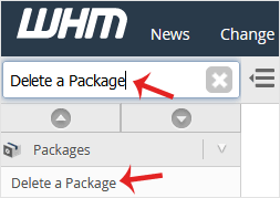 Reselhost | Como excluir um pacote no WHM