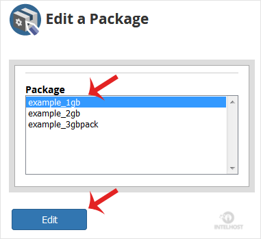Reselhost | Como editar um pacote de hospedagem no WHM