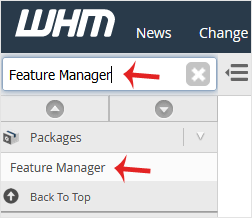 Reselhost | Como ativar desativar características da conta cPanel no WHM