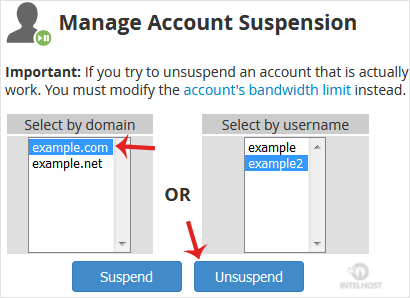 Reselhost | Como cancelar a suspensão de uma conta cPanel no WHM